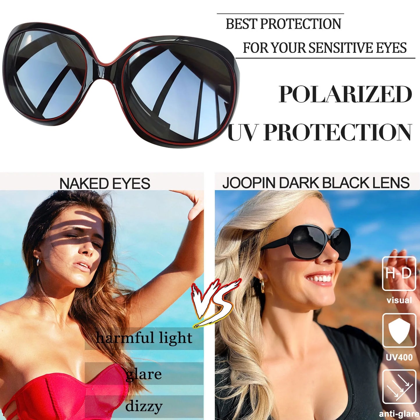 Polarized Womens Sunglasses Ladies Large Frame Driving Cycling Sun Glasses Tortoise Shades (Crystal Amber)