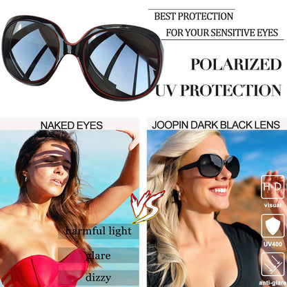Polarized Womens Sunglasses Ladies Large Frame Driving Cycling Sun Glasses Tortoise Shades (Crystal Amber)
