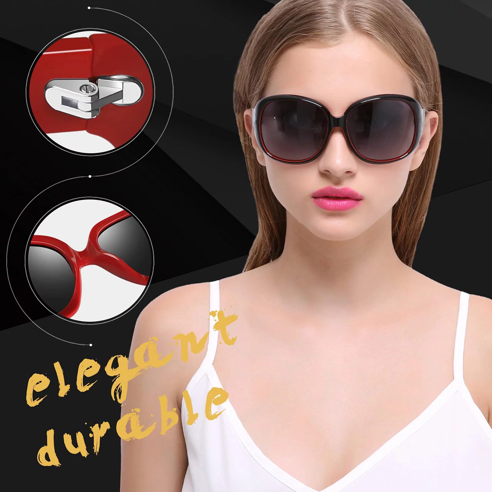 Polarized Womens Sunglasses Ladies Large Frame Driving Cycling Sun Glasses Tortoise Shades (Crystal Amber)